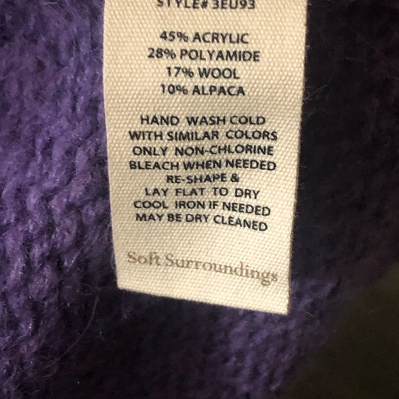 Soft Surroundings Cardigan Sweater Petite XL Purple Wool Alpaca Duster Longline - Picture 5 of 9